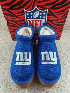 New York Giants Women's Crystal Rhinestone  Platform Boots Shoes Size 8 or 9